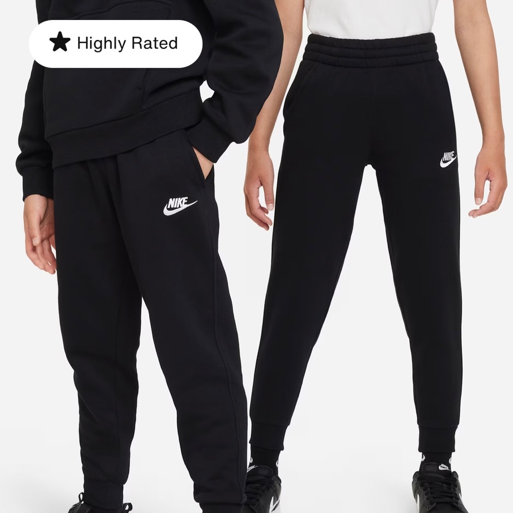 NWT Sportswear Fleece Club Nike Kids Youth Black Jogger Pants Size LARGE